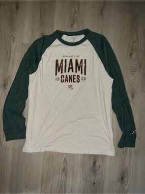 League Miami Canes Long Sleeve Tee – Green & Tan (XL)